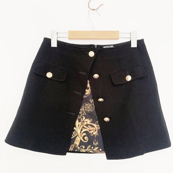 Versace Jeans Couture Layered-Effect Baroque-print Mini Skirt in Black / s-mdm - Picture 2 of 16